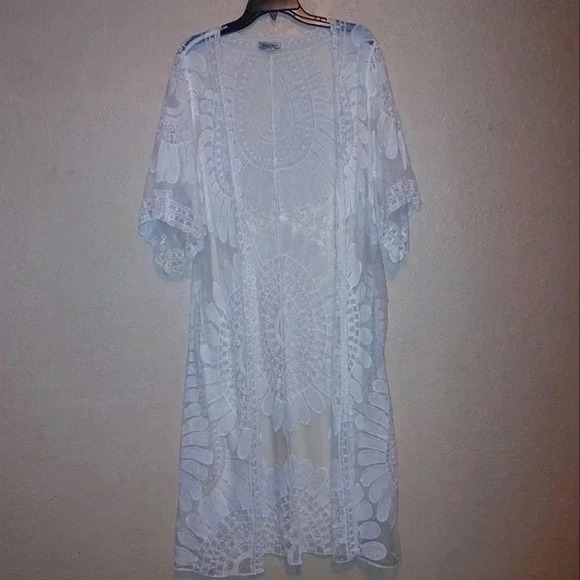 Rebellion Sweaters - Rebellion Again Women's Boho Lace Kimono Cardigan Size L